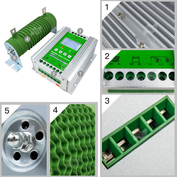 1400W 10A-30A MPPT Vind Solhybrid Controller - 12V/24V Dump Load Wind 300W Solar 250W