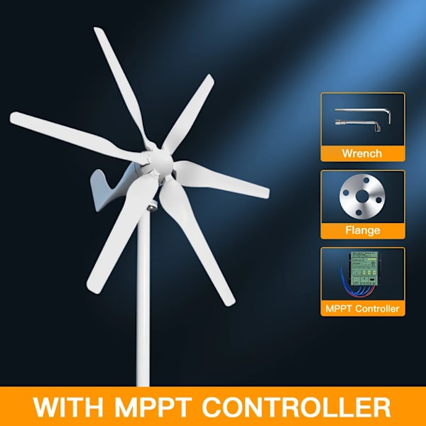 Vindmølle, 3000W effekt, 5 blade, 24 volt 12 volt, Gratis MPPT-controller, 3000W, Gratis MPPT-controller, 3000W, 24V