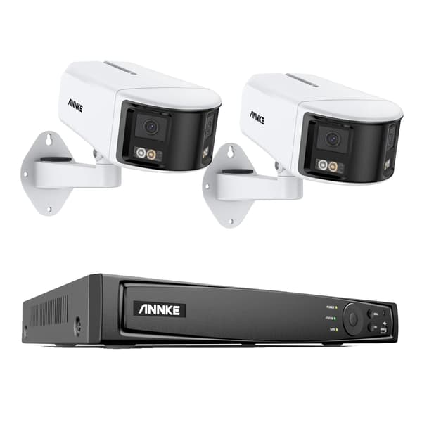 8MP säkerhetskamera, dubbellins, 180 graders panoramavy, 8CH NVR, 8CH NVR 2Pcs Kit, Ingen