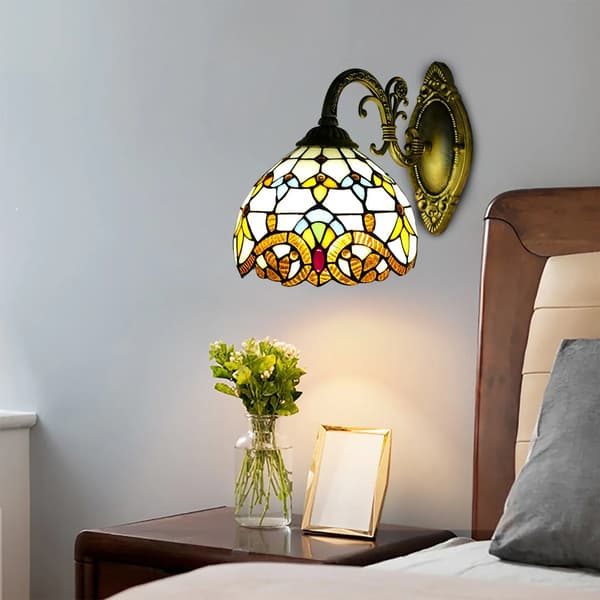 Væglampe, Glas Skærm, Barok Design
