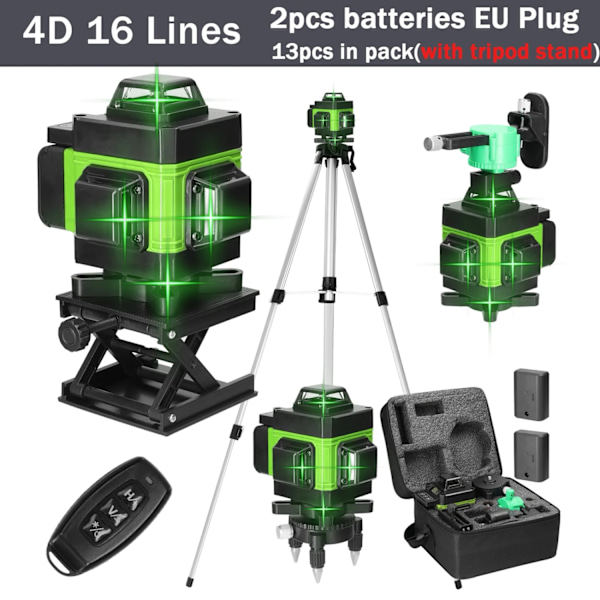 4D 16 Linjers Laser Niveau, Selvnivellerende, 25m Arbejdsafstand,ette er en variantDette er en variant D D