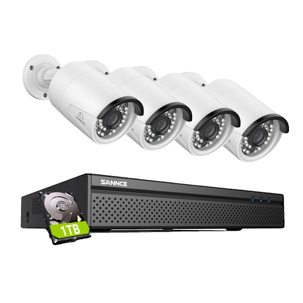 8MP CCTV Overvågningssystem, PoE, Smart Detektion, To-Vejs Lyd,4 stykker 1TB 4PCS 1TB 4PCS 1TB