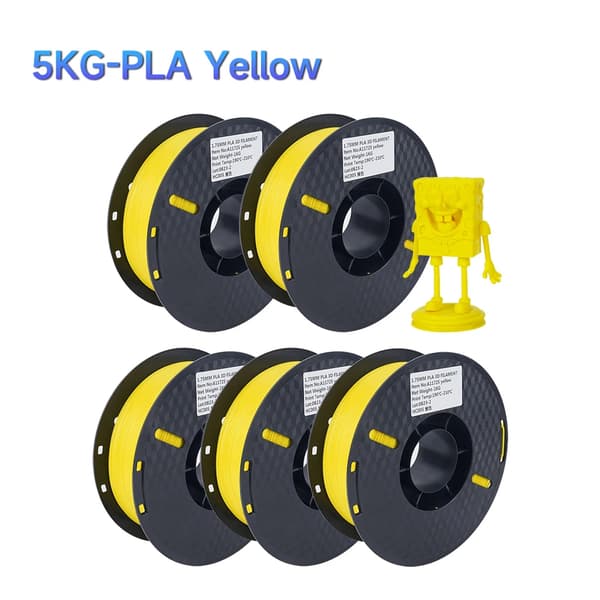 3D-printer filament, 1,75 mm diameter, blank finish, 5KG gul