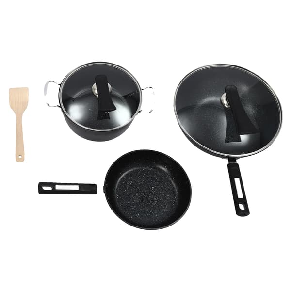 Stegepande Sæt, Non-stick Belægning, Multi-Kogeplade Kompatibilitet, sort, Tre-delt sæt