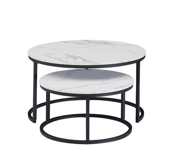 Kaffebord, Moderne Rund Design, Stabelbar for Pladsbesparelse, 60cm og 40cm