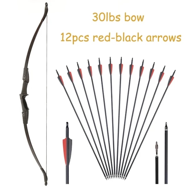 Bågskytte Recurve Båge, Höger/Vänsterhänt, Demonterbar Båge, 30lbs rödsvart set 30lbs redblack set 30lbs redblack set