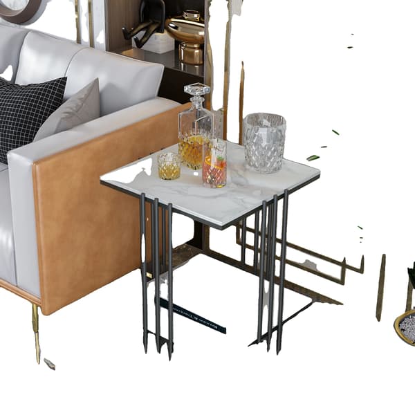 Sofa Side Table, Minimalist Moderne Design, Holdbar Opbevaringsløsning, Sort