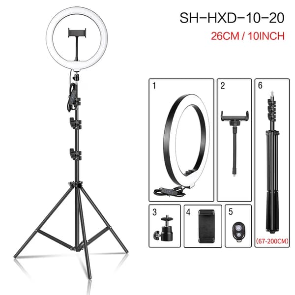 Ring Light, Stativ, USB Strømforsyning, 200cm Stå