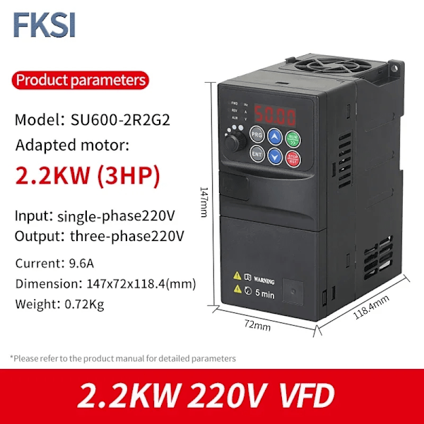 Variabel frekvensomformer (VFD), 50-400Hz Output Frekvens, CE/FCC/RoHS Certificeret,2,2KW 220V 1-3PH B, Universal 2.2KW 220V 1-3PH B 2.2KW 220V 1-3PH B