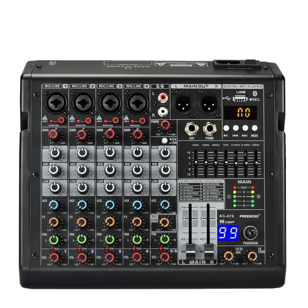 Lydmixer, 6 kanaler, 99 DSP-effekter, EU-stik