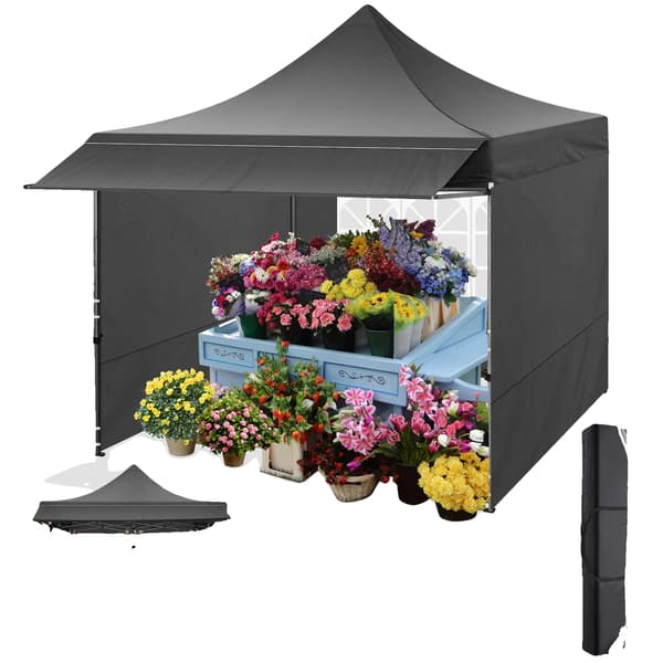 Pavillon, Vandtæt Materiale, Justerbar Højde, Sort, 3x3m