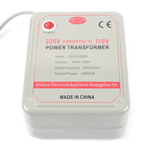 Transformator, 220V till 100V konvertering, 2000VA märkad effekt,2000w