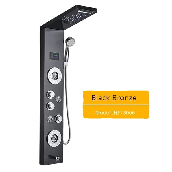Bruserpanel, LED-lys, digital temperaturvisning, Sort 8006