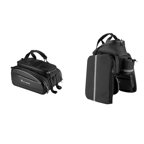 Multifunktionel cykeltrunk taske, udvidelig 17/31L, holdbart materiale, Sort Udvidelig
