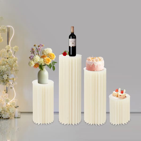 Fällbara Cylindrar Ställ Set, Elegant Vit Design, Hög Lastkapacitet, Mångsidiga Storleksvariationer
