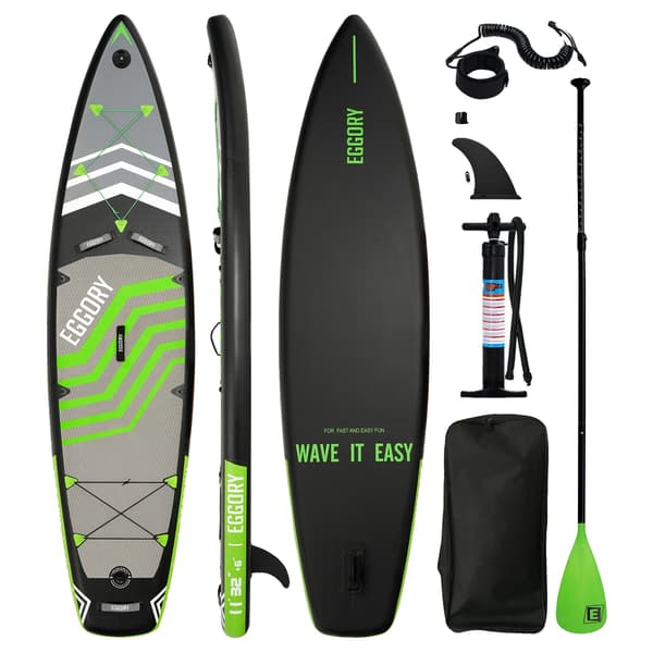 Oppustelig Stand Up Paddle Board, Holdbart PVC, Komplet Sæt, Fluorescerende Grøn