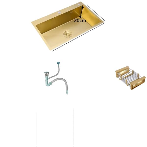Guld Kökshandfat, Enkelskål, Över Disk, Rektangulär, 53x43 A