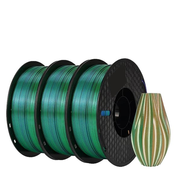 Silk PLA-filament, trefärgat, vakuumförpackat, J-3KG