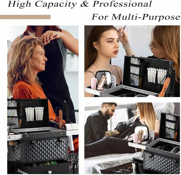 Makeupväska, Trolley-design, Hållbar konstruktion, Klassisk svart