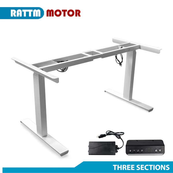 Justerbar skrivbordsstomme, dubbelt motorssystem, upp till 150 kg belastningskapacitet.,Vit Tre Delar White Three Sections White Three Sections
