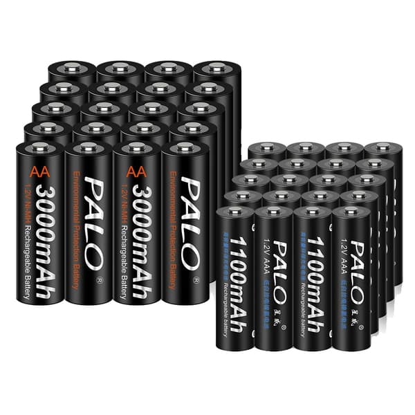 Ladattavat paristot, 1100mAh (AAA), 3000mAh (AA), 20AA AAA