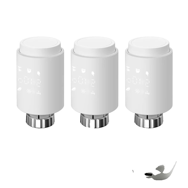 Smart ZigBee Radiatorventil, App-kontroll, Kompatibel med Röstassistenter,3-delad TV02-hubb 3pc TV02-Hub 3pc TV02-Hub