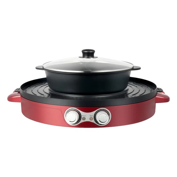 Elektrisk Gryta, Non-stick Beläggning, 2-i-1 Design, Röd