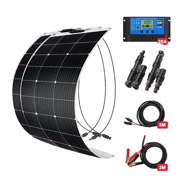 Solpanel, 100W Fleksibel, Monokrystallinsk Design, NY 200W Kit