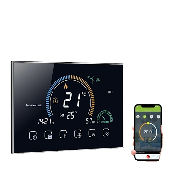 Smart termostat, WiFi-anslutning, röststyrning, Wifi-Svart Wifi-Black Wifi-Black