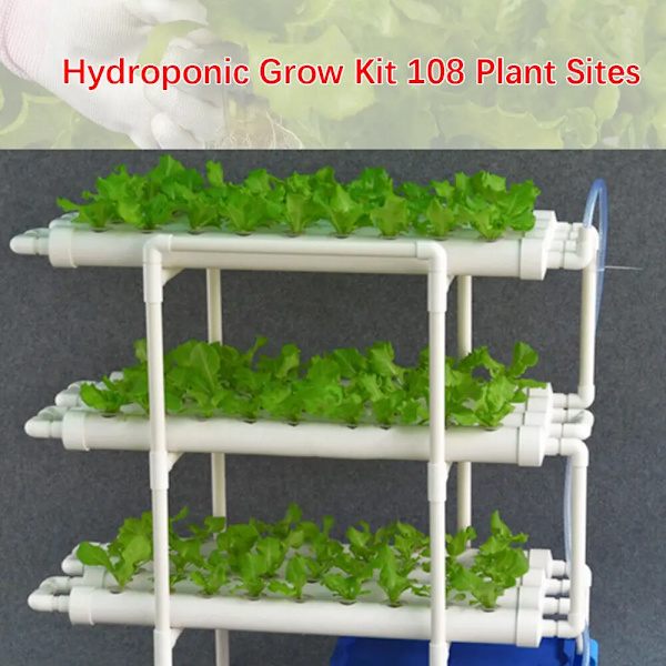 Hydroponiskt växtsystem, 3-lagersdesign, 108 växtplatser, inkluderar vattensystem