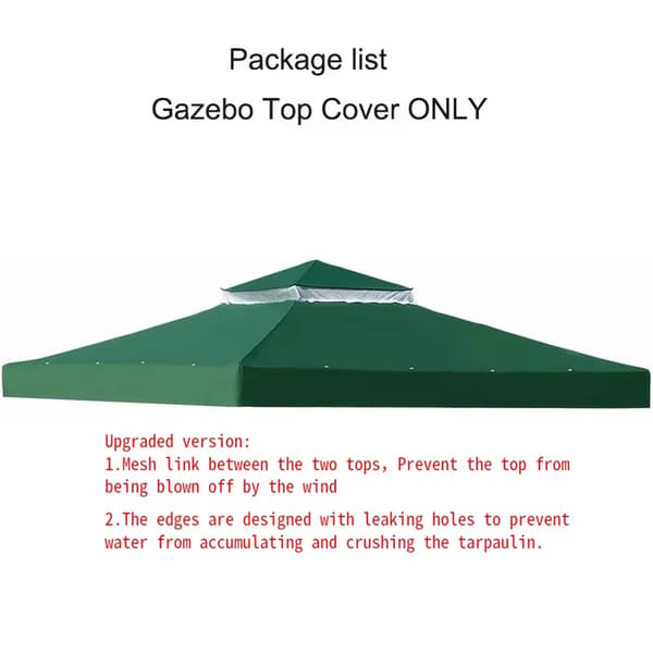 Gazebo-katon suojus, vedenpitävä suoja, helppo asennus, uusi Tupla Vihreä, 3m * 3m