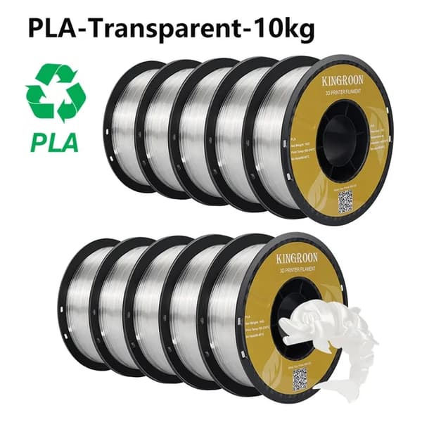 3D-printer filament, 10KG spole, 1,75 mm diameter, PLA 10KG Transparent