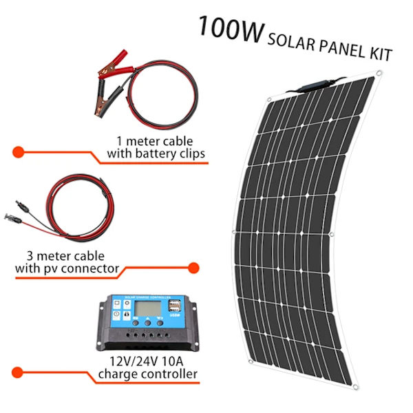 Solpanel Kit, Komplett 400w, Flexibel