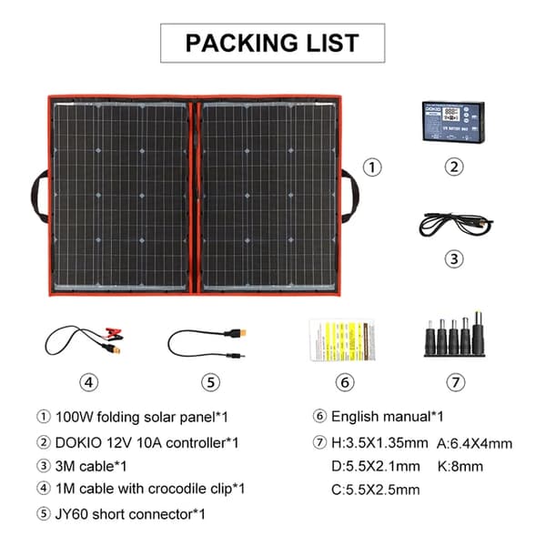 100W Solpanel Sæt, Foldbart Design, Høj Effektivitet, 100W solpanel sæt