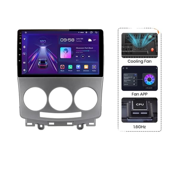 Carplay, Touchscreen-interface, Navigationssystem, kompatibel med Mazda 5 2005-2010 2010-2015, V1 Plus (4GB 64GB) A Cam