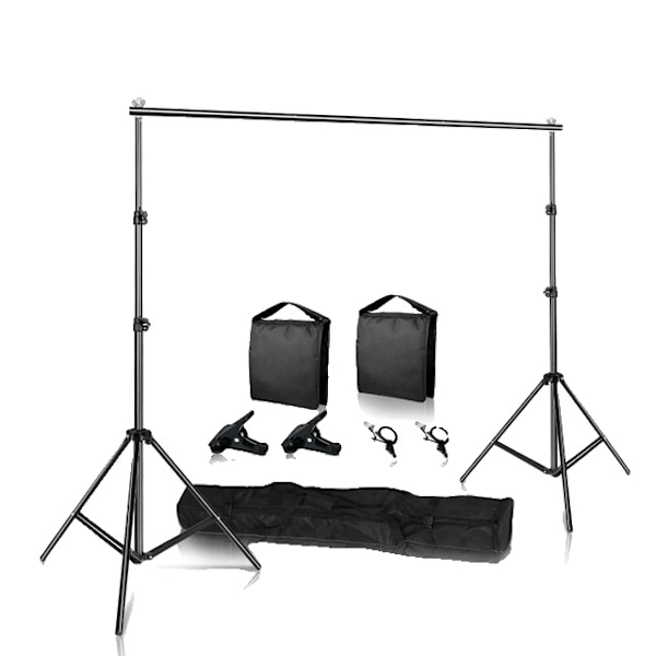 Foto Ramme Studio Baggrund Stativ, Justerbart Teleskopisk Støttesystem, Transporttaske, 260CMX300CM, 2 stk Sandpose 2pcs Sandbag 260CMX300CM