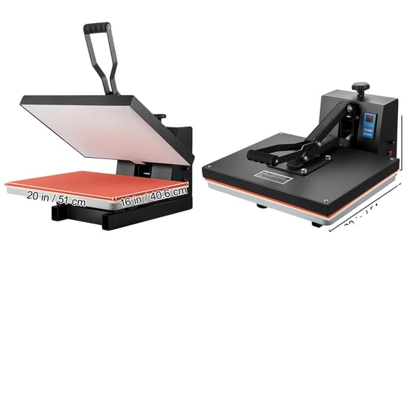Varmepresser, Digital Kontrol, Justerbart Tryk, Sort 16in x 20in