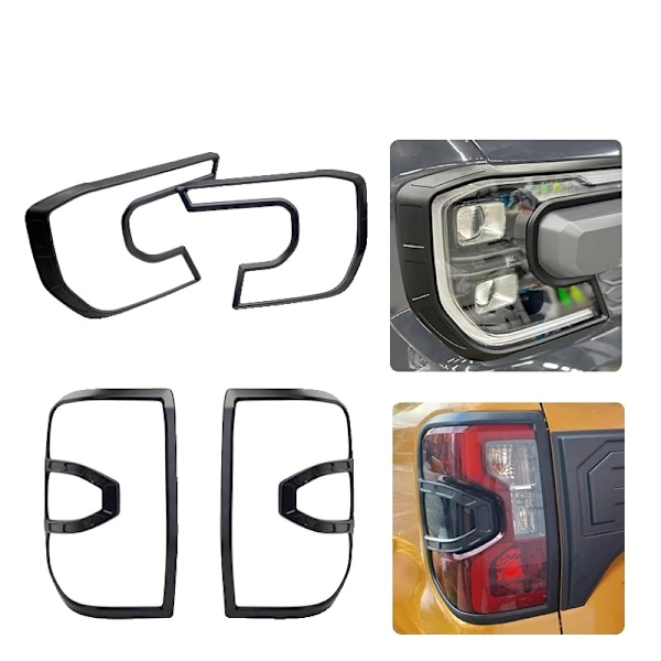 Ford Ranger Raptor Lysdæksel Sæt, Mat Sort, 4 stk.,Med mønster With pattern With pattern