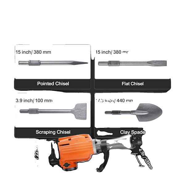 Kraftfull Demolition Jack Hammer, 2000W Motor, 66J Slagenergi,2200 W-65 Modell 4st 2200 W-65 Model 4pcs 2200 W-65 Model 4pcs