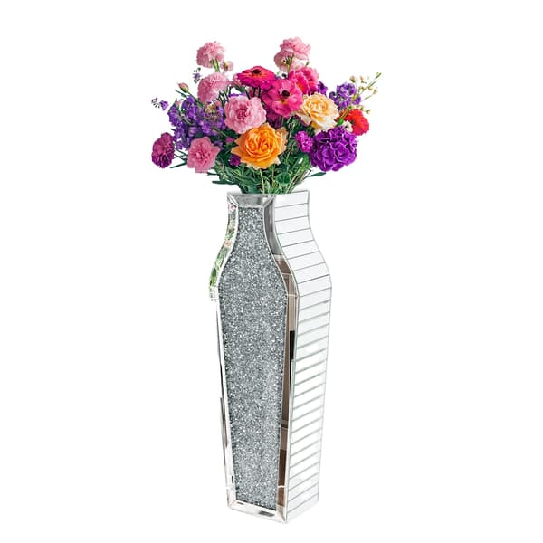 Hög Blomsterkruka, Golvvas, Modern Stil, Med Diamanter,Silver