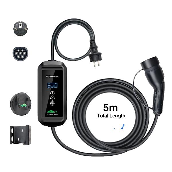 EV-laddare 3,6KW Wallbox, 5M Kabel, Justerbar strömstyrka på 16A,Normal Typ 2 Normal Type 2 Normal Type 2