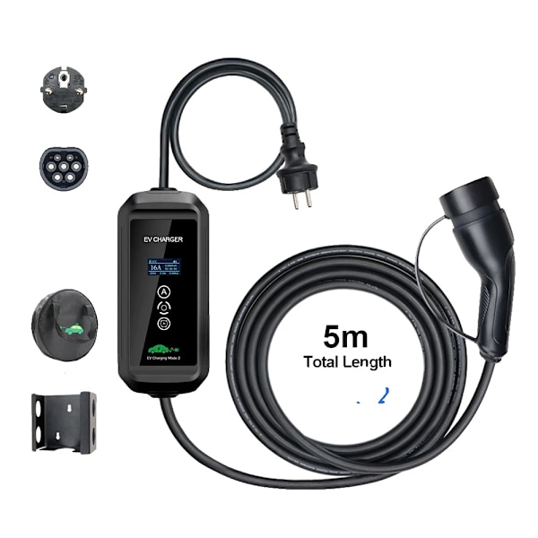 EV Oplader 3,6KW Wallbox, 5M Kabel, Justerbar 16A Strømstyrke,Normal Type 2Normal Type 2 Normal Type 2 Normal Type 2