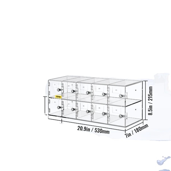 Mobilförvaringsskåp, akrylmaterial, väggmonterad skåp, 10 platser 10 Slots 10 Slots