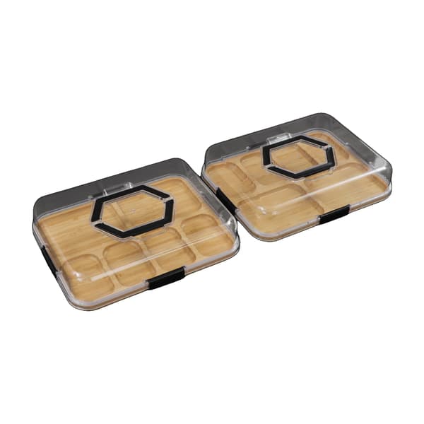 Charkbricka, Akryl Lock, Snap-Fit Design, Träfärg