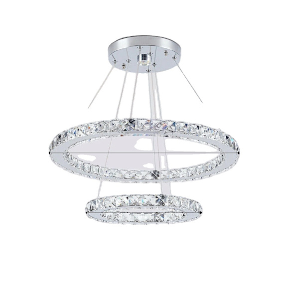 Moderni LED-kristallikattokruunu, 50x30cm ruostumaton teräs, energiatehokas,2Renkaat 50x30cm, Lämmin Valkoinen 2Rings 50x30cm