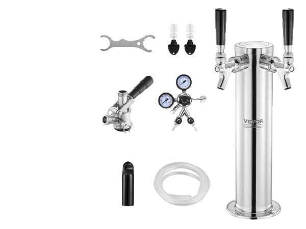 Kegerator Tårn Kit, Rustfrit Stål, Enkelt Tap, 2 vandhaner S