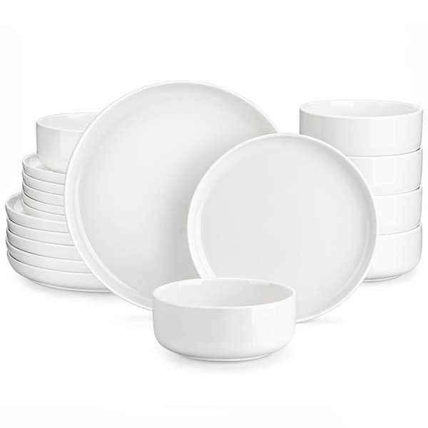 Keramisk Middagsservis, Solid Design, 18-delars Set,Vit