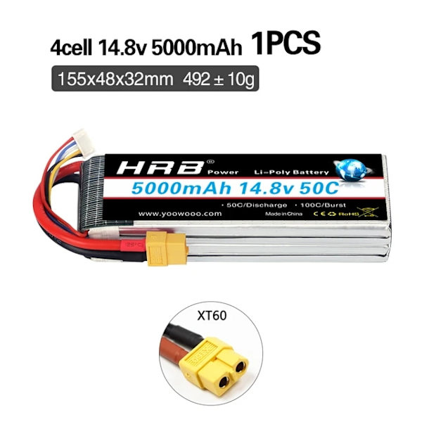 RC Lipo-batteri, 14,8 V, hög kapacitet, 14,8v 5000mah 50c 14.8v 5000mah 50c 14.8v 5000mah 50c