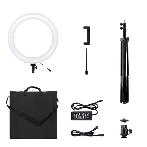 Ring Light, 3 Farvemodi, Justerbar Stativ, 19 tommer ring lys