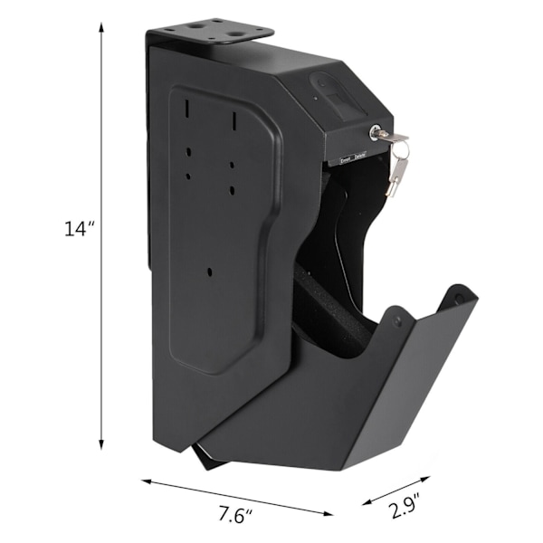 Biometrisk fingeravtryckssäker för handeldvapen - 120 fingeravtryck, 2 nycklar & lösenordsinmatning, 18-gauge stålkonstruktion Fingerprint and Key